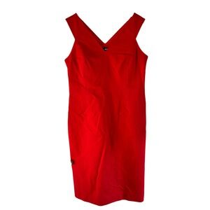 Banana Republic Sheath Dress Sleeveless V-Neck Career Cocktail Red 14‎